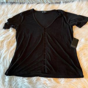 Eloquii Black Top Shirt Blouse‎ Short Sleeve Sheer Cutouts Size Women 14/16 NWT